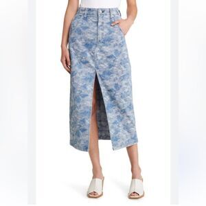 RAG & BONE Skirt Denim NWT Midi SId Jacquard Blue Size 24 XS
